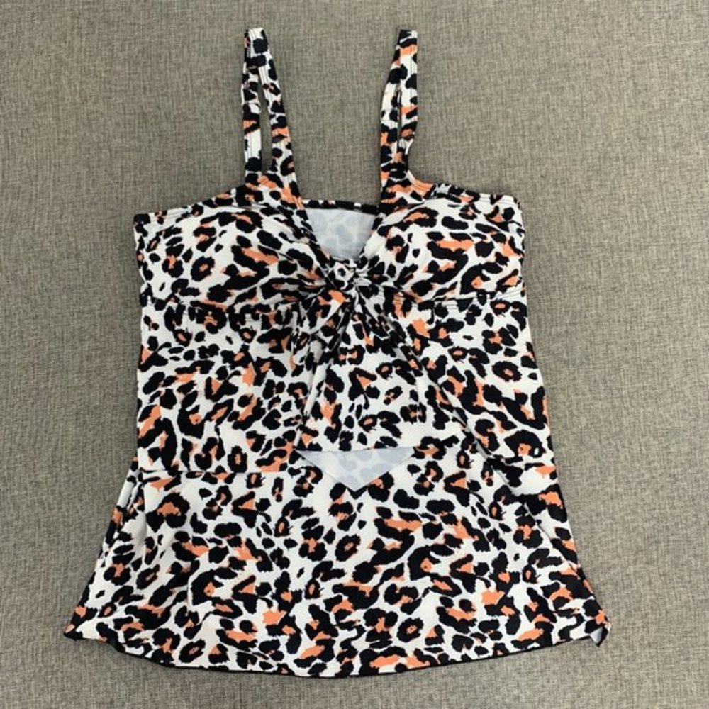 Brand New! Leopard Tankini Swimwear ‎ Top Removable Pads Juniors Large Black